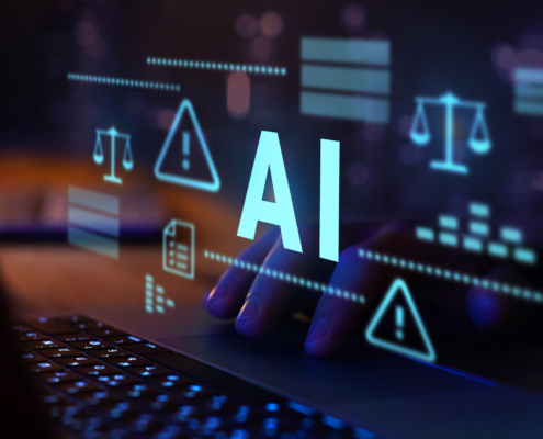 Ai Graphics Hovering Over Laptop Keyboard
