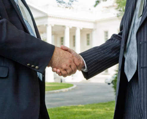 Political Handshake At The White House