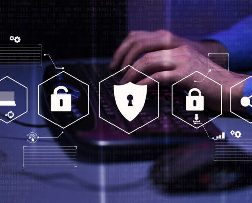 Hacker Attack And Data Breach, Cyber Background With Lock