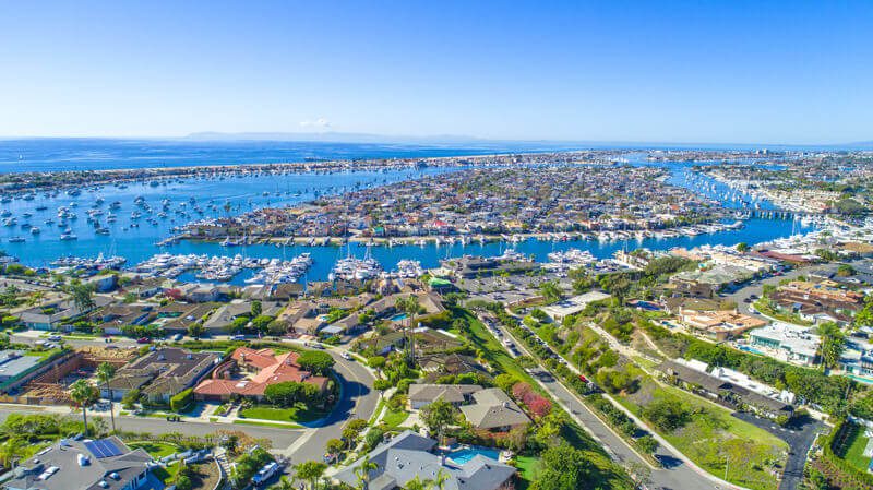 aerial view of Orange County California