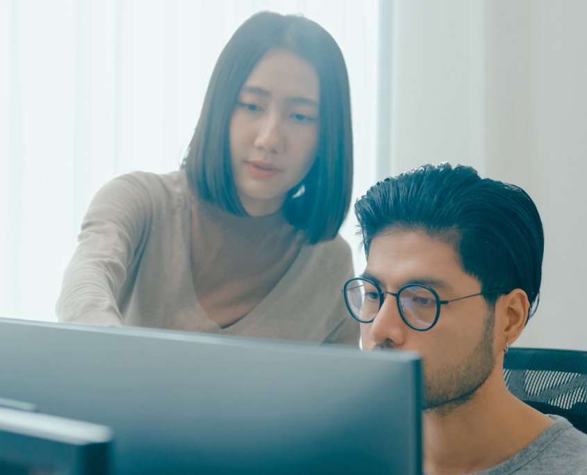 Two Professionals Looking At Computer Screen