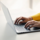 Person Typing On Laptop Keyboard, Businessman Working On Laptop