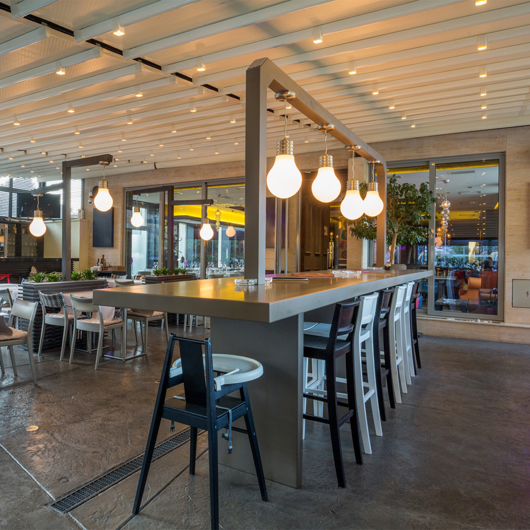 Restaurant With Large Open Garden Interior
