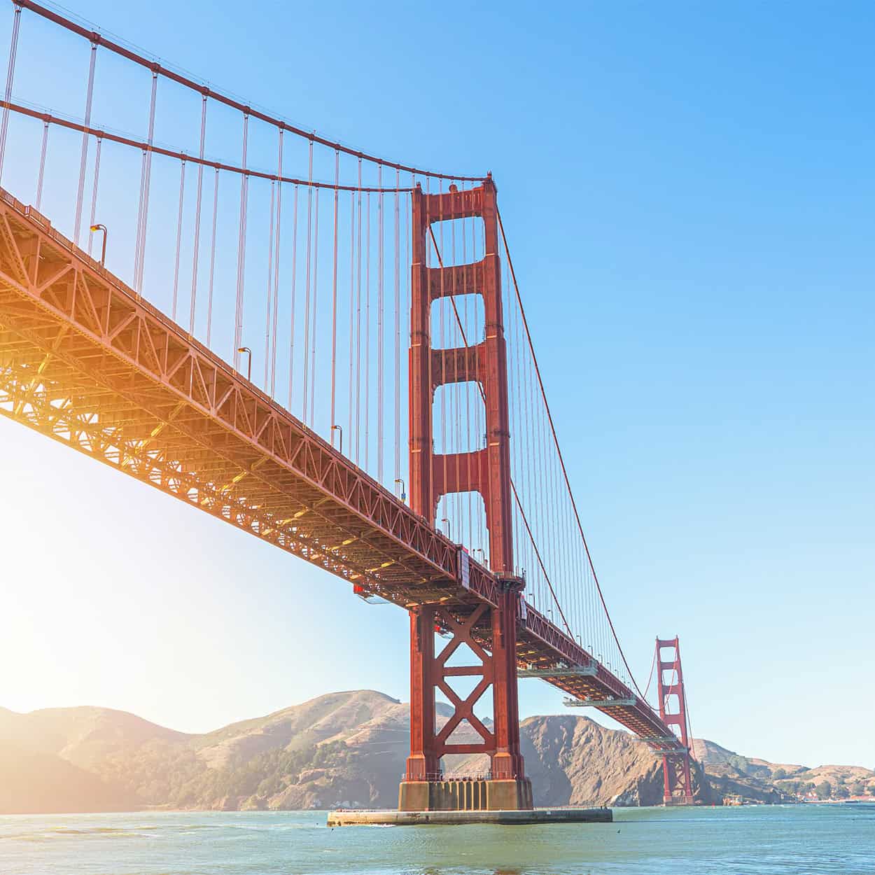 Square Image, Worm's Eye View Of Golden Gate Bridge In San Fransisco