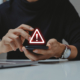 Phishing And Internet Security Concept, Man And Warning On Phone