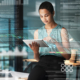 Black Woman With Tablet, Erp Overlay And Charts